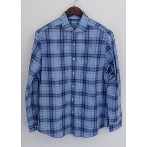 J.McLaughlin Shirt Mens Medium Blue Plaid Button Up Long Sleeve Drummond